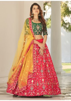 Pink & Green  Sequins Embroidery Lehenga